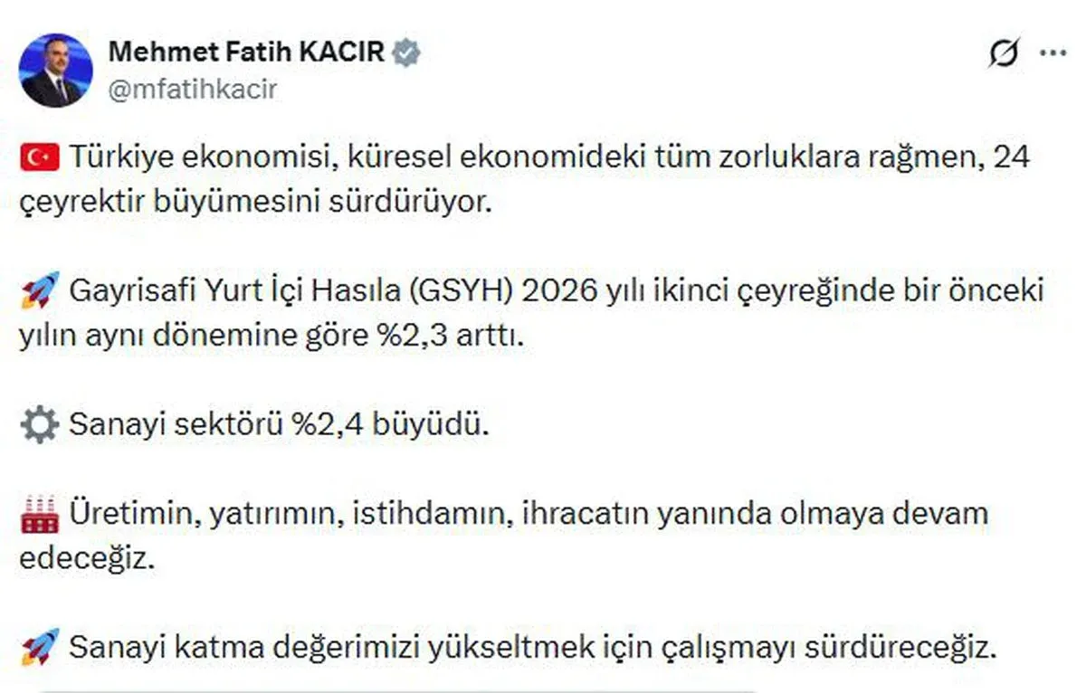 Bakan Kacır'dan büyüme değerlendirmesi: Sanayinin yanındayız