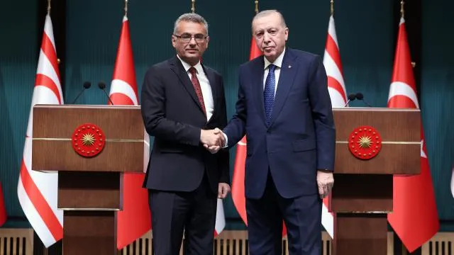 Cumhurbaşkanı Erdoğan, KKTC Cumhurbaşkanı Erhürman ve KKTC Başbakanı Üstel ile görüştü
