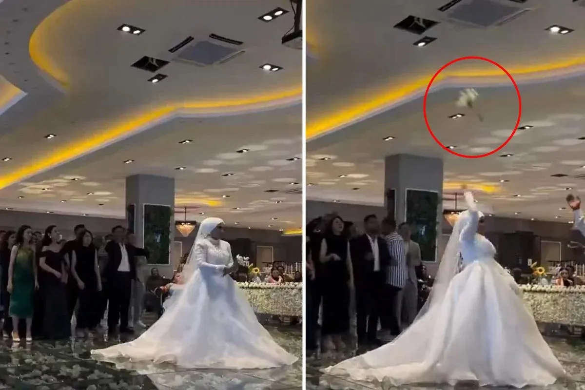 Düğün çiçeği bekleyen davetlilerin şoke olduğu an