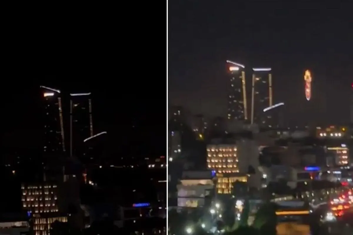 Gece yarısı RAMS Park'ın üzerinde dikkat çeken görüntü