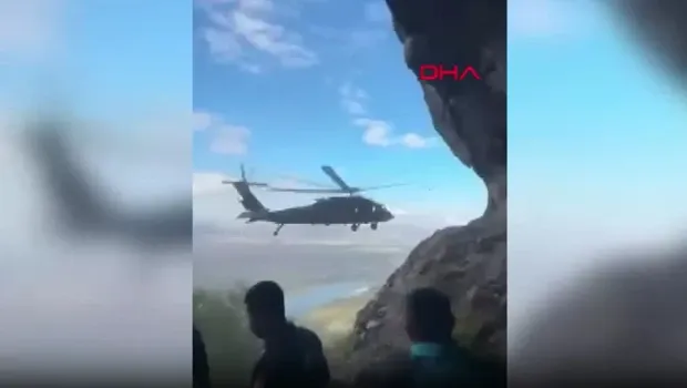 Yürüyüş için çıktığı dağda kayalıklara düştü, askeri helikopter kurtardı