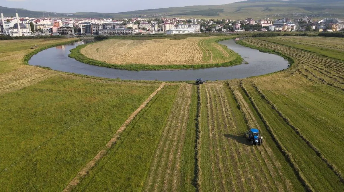 Ardahan’da hasat mesaisi havadan görüntülendi
