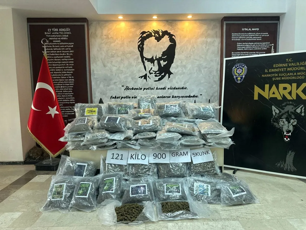 Hamzabeyli Sınır Kapısı'nda 121 kilo 800 gram skunk ele geçirildi