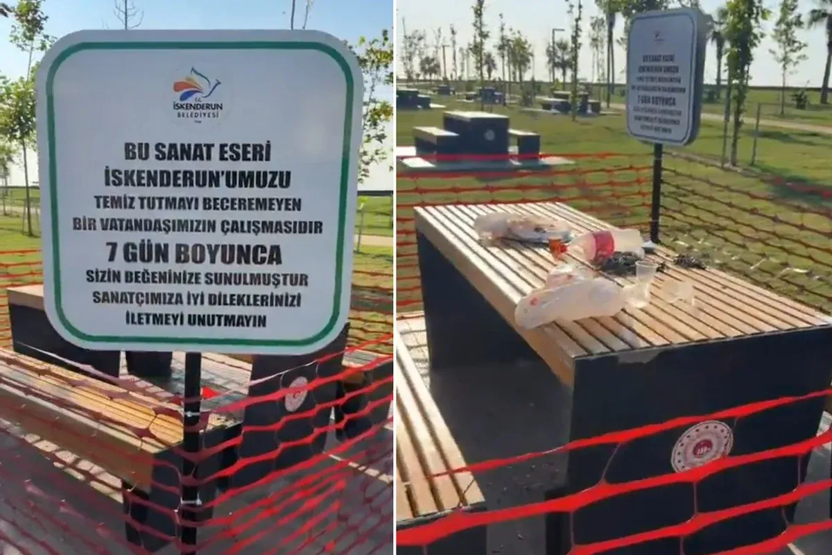 İskenderun Belediyesi’nden dikkat çeken çevre mesajı: Çöpleri sergilediler