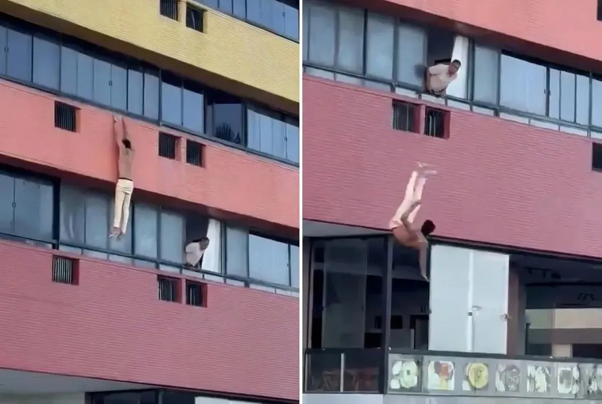 Otel penceresinden dehşet anları! Başkasının eşiyle yakalanınca kaçmaya çalıştı