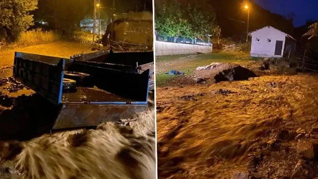 Sağanak yağış Saraycık köyünde taşkına neden oldu
