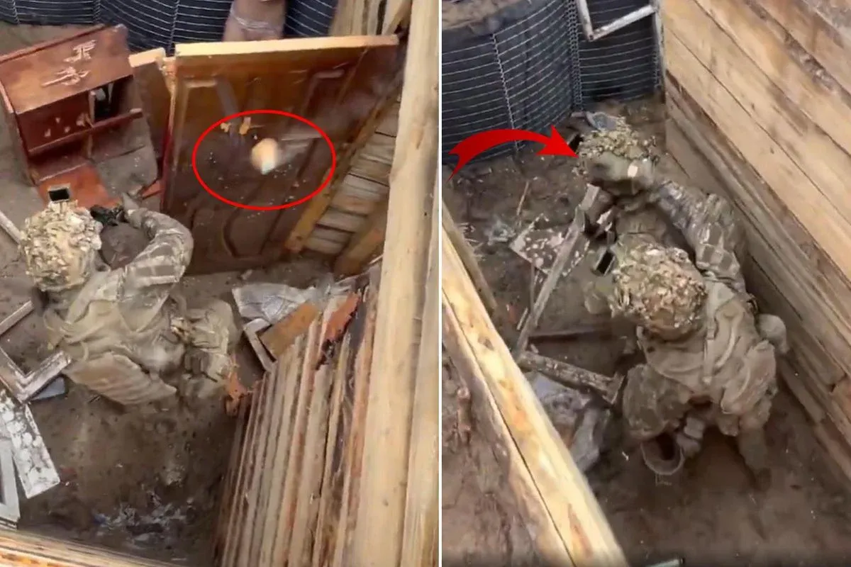 Tatbikatta tehlikeli anlar! El bombası atıldı, askerler kapıda sıkıştı
